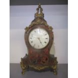 A late 19th century French boulle eight day mantle clock 12" H