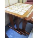 A G-Plan nest of tiled topped teak occasional tables