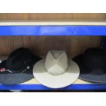 Two John B Stetson Company gents wool felt cowboy style Stetsons, size 7 3/8 and a Knudsen Hat Co.