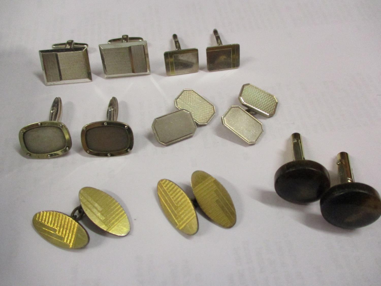 Silver and other cufflinks, six pairs in total, together with a small prayer book having a silver - Image 2 of 3