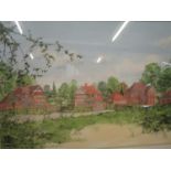 Paul Barnes - A group of five framed and glazed architectural house paintings, including watercolour