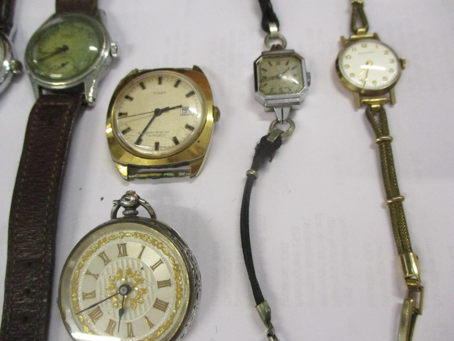 A Rotary 9ct gold ladies wristwatch and others to include a Timex, together with a pocket watch - Image 3 of 3