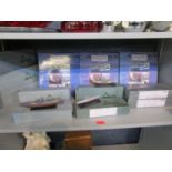 Atlas Editions boxed warship models and three folders of Atlas information cards (9)