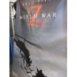 Three large vinyl/plastic canvas posters World War Z, Pacific Rim Blue Robot and Pacific rim, 60" w,