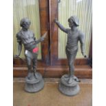 A pair of spelter figures A/F