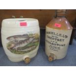 A Daniells Ltd, Chertsey & Addlestone pottery flagon, together with another painted with three