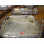 Two silver plated trays to include a large example with twin handles. Location:RAB