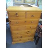 A modern pine chest of two short and five long drawers, 43"h x 29 1/2"w