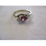 A 9ct gold diamond and ruby ring