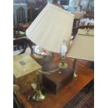 A mixed lot to include three table lamps, two late 19th/early 20th century boxes, mirror, two