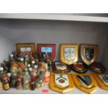 Plaques to include The Worshipful Company of Marketors and miniature bottles