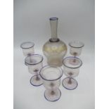 Venini - MVM Cappellin - a decanter and five glasses set, brown tinted glass, the decanter with