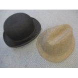 Macqueen of London - A gents fur felt bowler hat with brown leather interior band, size 7 1/4,