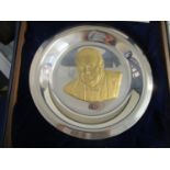 The Churchill Centenary Trust John Pinches silver filled, limited edition plate circa 1974,