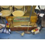 A mid 20th century boxed Jacques croquet set and accessories (with later box)