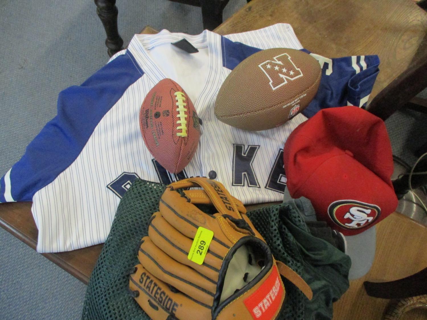 American football and baseball related items