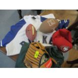 American football and baseball related items
