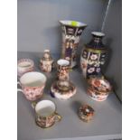 A small quantity of Royal Crown Derby vases and other items A/F