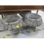 Two composition stone garden planters, 13 1/2"h x 16 1/2"w