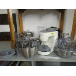 A selection of kitchen items to include pans, a Kenwood food mixed, a Tefal rice boiler etc