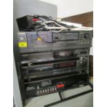 A Technics Hi-Fi unit comprising stereo cassette deck, stereo integrated amplifier, compact disc