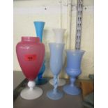 A group of mid-century Italian Opalina Florentina glass vases Location: BWR