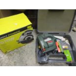 A boxed Bosch PST 650 E jigsaw and accessories, together with a boxed Handy Power HP160