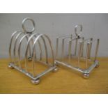 Two early 20th century silver toast racks