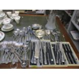 A quantity of silver plate and stainless steel to include a ladle, together with a silver plated,