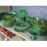 A selection of Victorian and later green leaf cabbage wear china