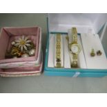 A boxed Limit Ladies wristwatch and various costume jewellery to include a pair of 9ct gold opal and
