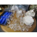 A mixed lot to include good quality cut glassware to include a French champagne bucket, Edinburgh