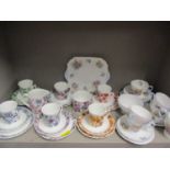 An Elizabethan fine bone china Carnaby pattern part coffee set, together with a Shelley part tea