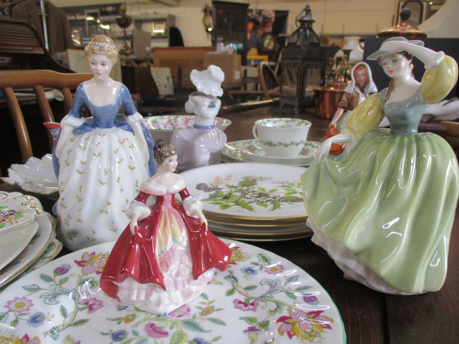 A Shelley Maytime footed soap dish and plate, an Adderley Montrose teacup with matching saucers - Image 2 of 3