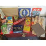 Vintage toys, games and books to include a Marx Sooper Snooper, case soldiers, horses and guns