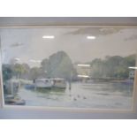 Frank Sherwin - The Thames at Cookham Bridge, a watercolour, 20" x 13", signed lower right hand