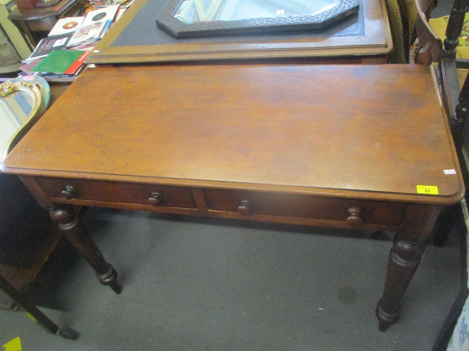A Victorian mahogany two drawer side table 29" H x 44 1/2" W