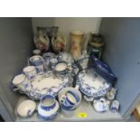 A selection of various blue and white tableware to include an 18th century Worcester tea bowls