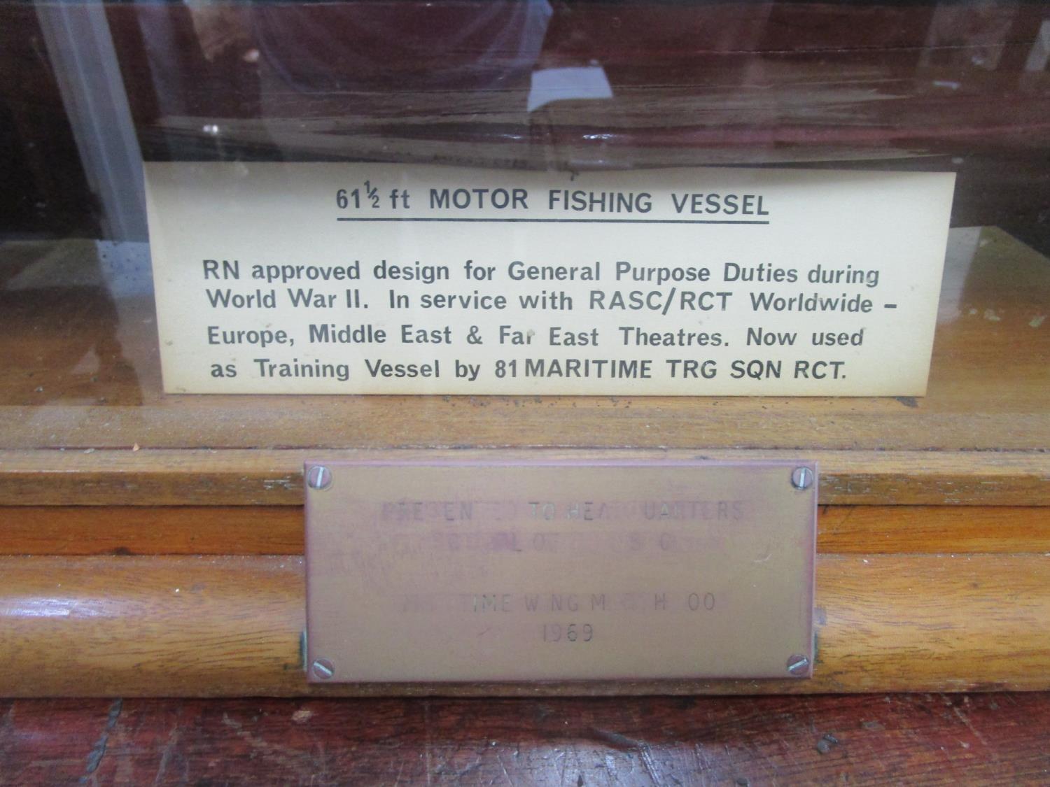 A painted wooden model of a 61 1/2' motor fishing vessel RN approved design for General Purpose - Image 2 of 3