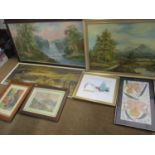 Mixed mid to l ate 20th century oil paintings, mainly landscapes, one signed Wallinger, together