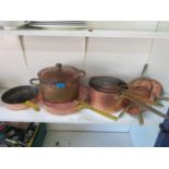 A selection of copper pans locally made in Bourne End circa 1980