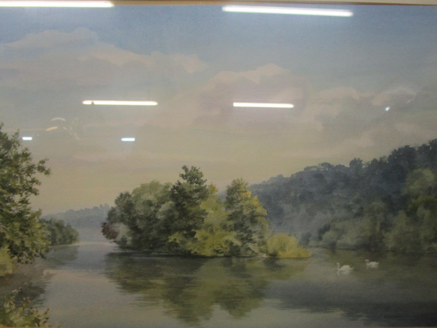 Local interest - Michael Vickery - view of the River Thames near Cliveden with swan to the - Image 2 of 4