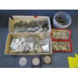 A collection of British mainly pre 1947 silver coinage to include a George III 1820 Crown, an 1889