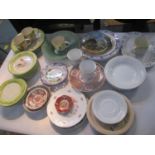 A mixed lot to include collectors plates, a glass bowl, Russian Fairy Tales plates and other items