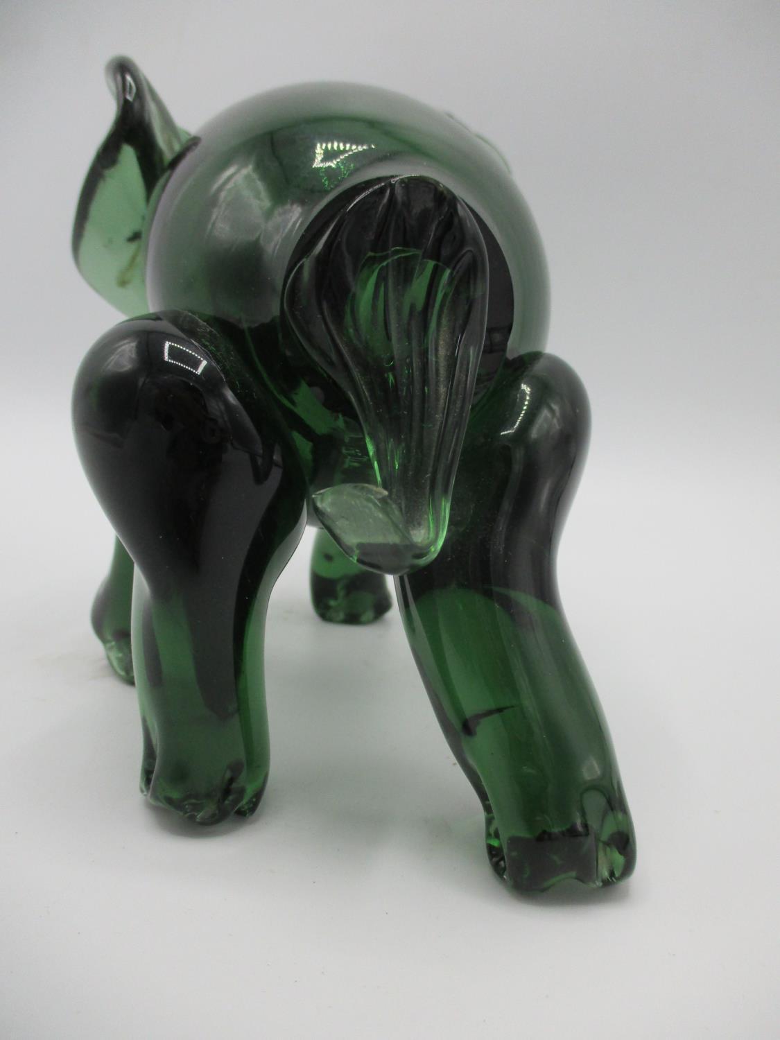 Attributed to Vetreria Artistica Barovier or Martinuzzi, a large green glass model of an elephant - Image 4 of 5