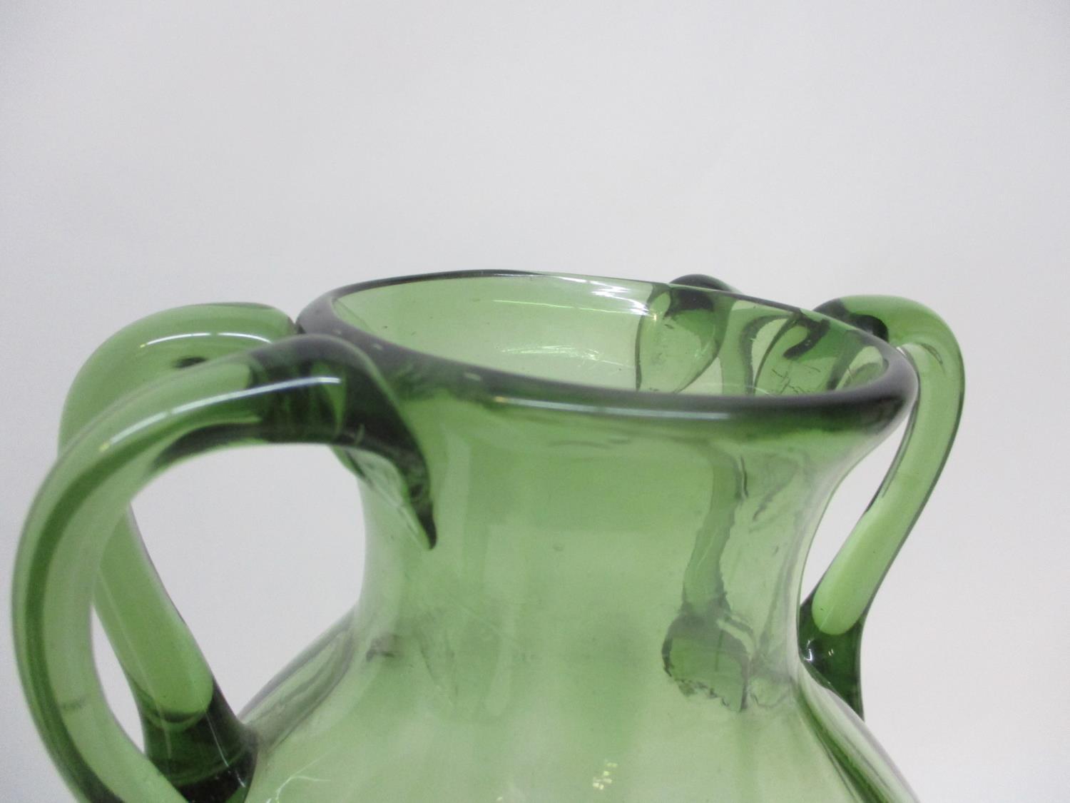 In the style of Napoleon Martinuzzi (Venini & C) - a green tinted glass vase with vertical moulded - Image 2 of 4