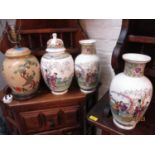 Japanese and Chinese export ceramics to include three vases and a table lamp