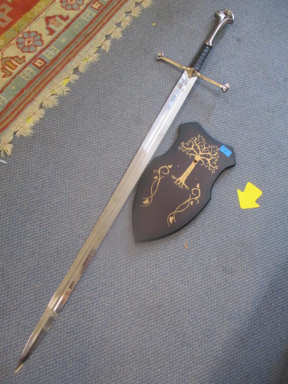 Lord of the Rings, Narsil with plaque, stainless steel blade, leather grip, 52" sword, 40" blade,