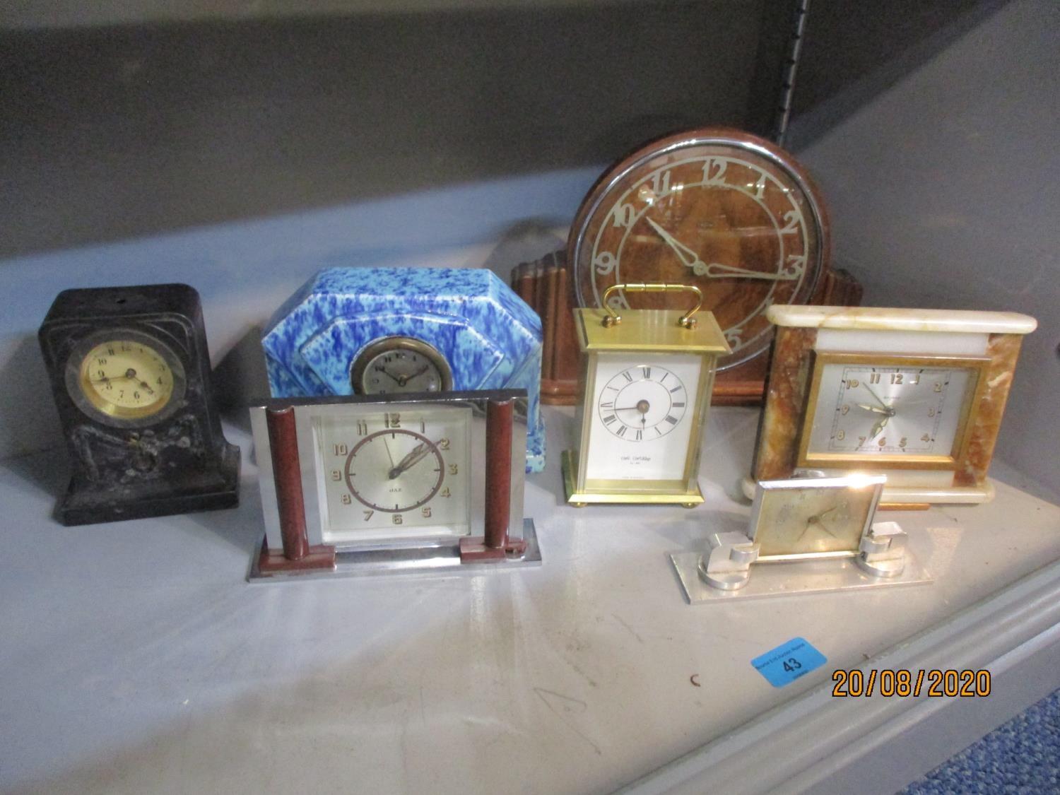 Art Deco and later vintage mantle and carriage clocks