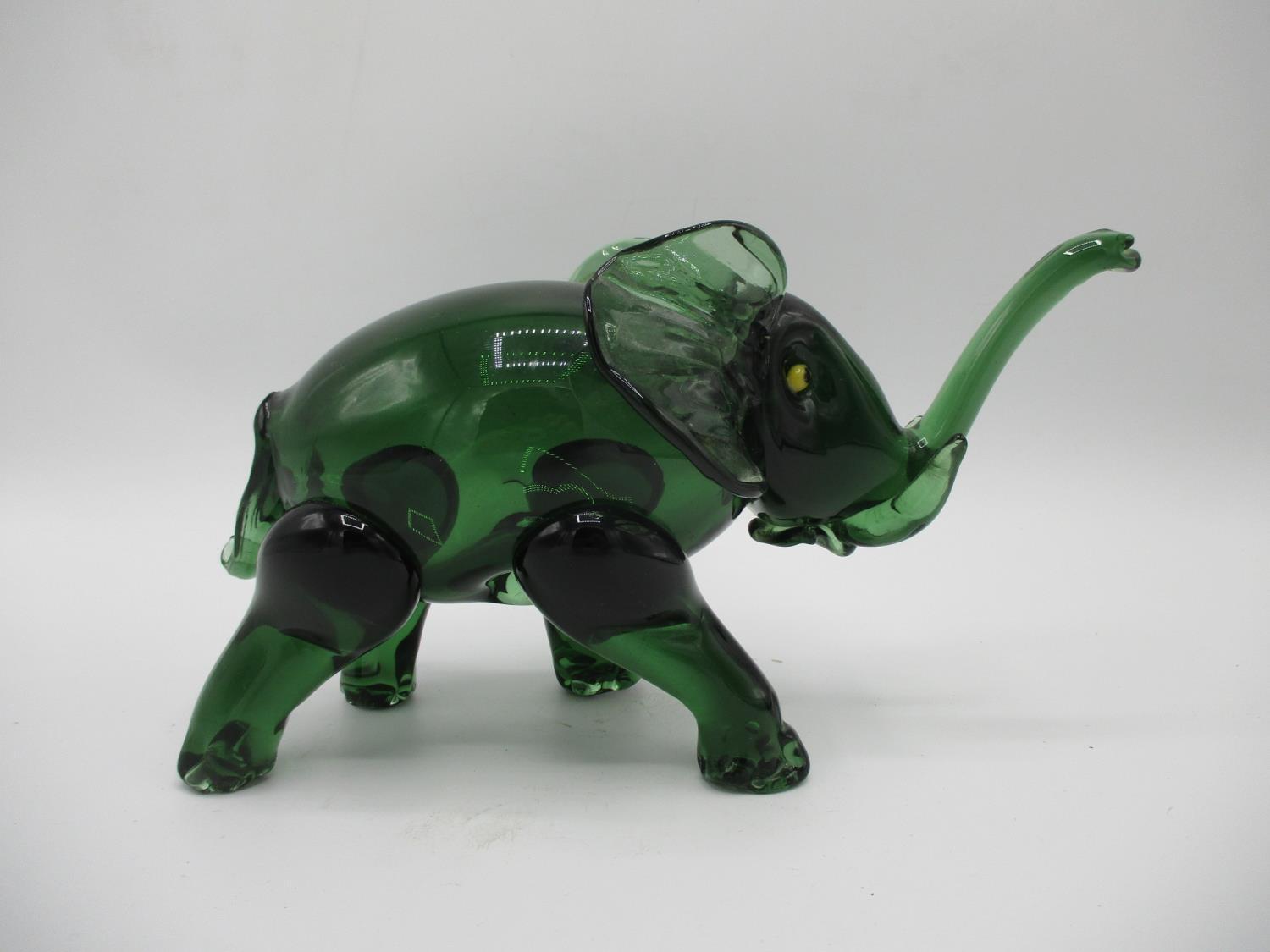 Attributed to Vetreria Artistica Barovier or Martinuzzi, a large green glass model of an elephant